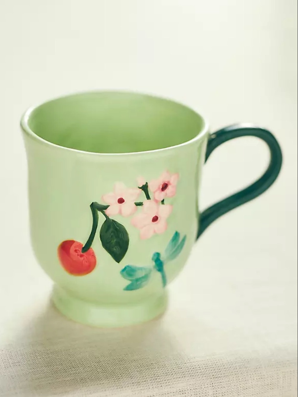 Anthropologie Faye Green Floral Mug